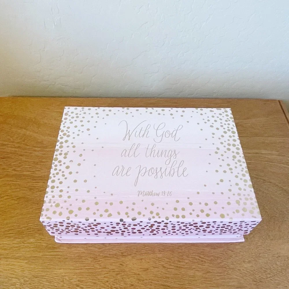 Decorative Storage Box With God All Things Are Possible Matthew 19 26 Pink Gold